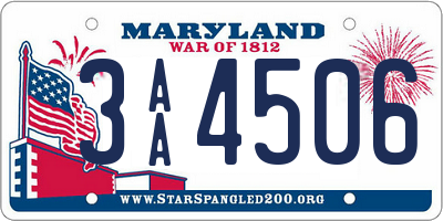 MD license plate 3AA4506