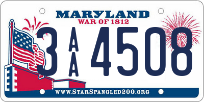 MD license plate 3AA4508