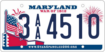 MD license plate 3AA4510