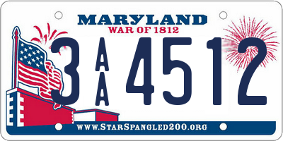 MD license plate 3AA4512