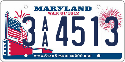 MD license plate 3AA4513