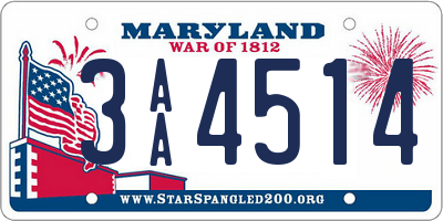 MD license plate 3AA4514