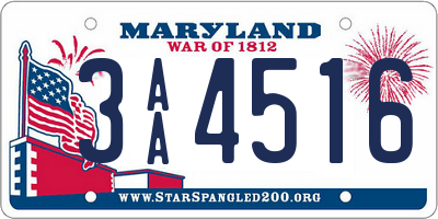 MD license plate 3AA4516