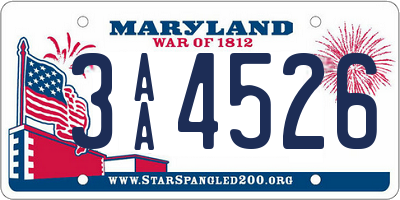 MD license plate 3AA4526