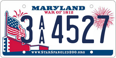 MD license plate 3AA4527