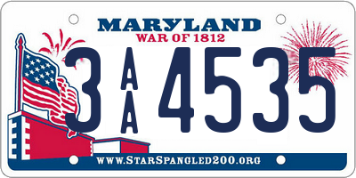 MD license plate 3AA4535