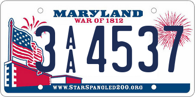 MD license plate 3AA4537