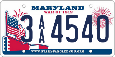 MD license plate 3AA4540