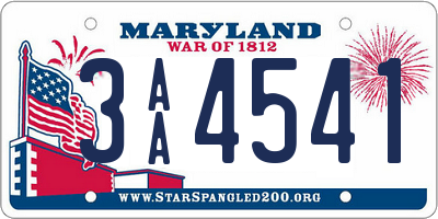 MD license plate 3AA4541