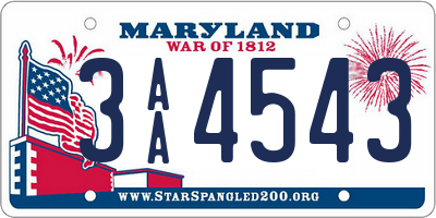 MD license plate 3AA4543