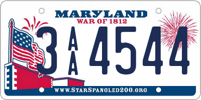 MD license plate 3AA4544