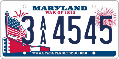 MD license plate 3AA4545