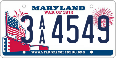 MD license plate 3AA4549