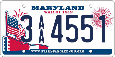 MD license plate 3AA4551