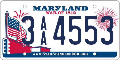 MD license plate 3AA4553