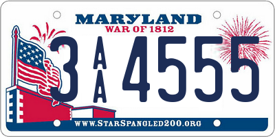 MD license plate 3AA4555