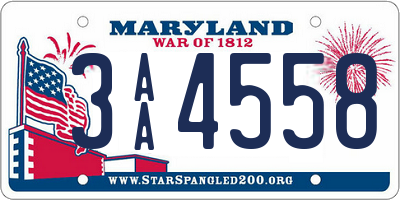 MD license plate 3AA4558