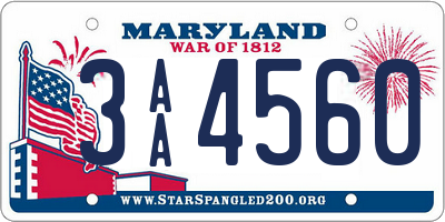 MD license plate 3AA4560