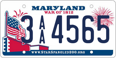 MD license plate 3AA4565