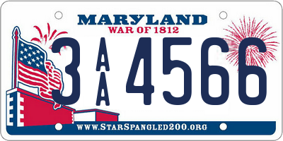 MD license plate 3AA4566