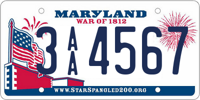 MD license plate 3AA4567