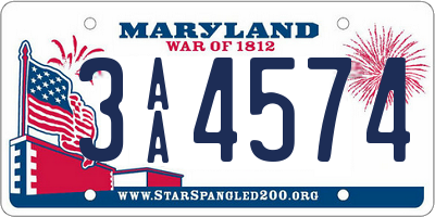 MD license plate 3AA4574