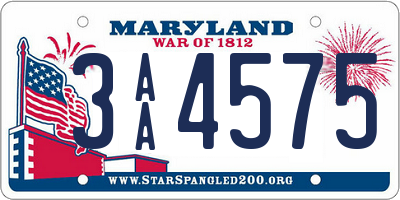 MD license plate 3AA4575