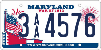 MD license plate 3AA4576