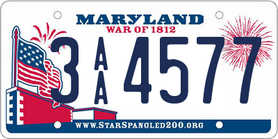 MD license plate 3AA4577