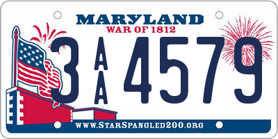 MD license plate 3AA4579