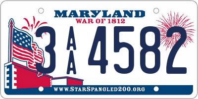 MD license plate 3AA4582