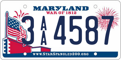 MD license plate 3AA4587