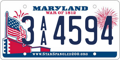 MD license plate 3AA4594