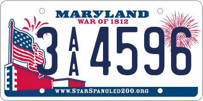 MD license plate 3AA4596