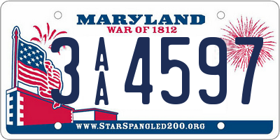 MD license plate 3AA4597