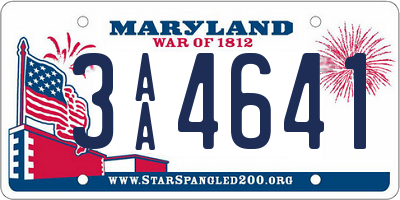 MD license plate 3AA4641