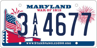 MD license plate 3AA4677