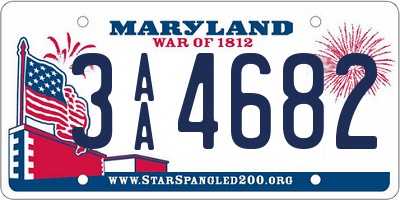 MD license plate 3AA4682