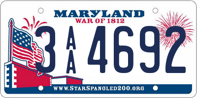 MD license plate 3AA4692