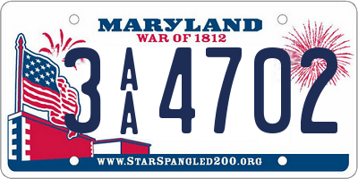 MD license plate 3AA4702