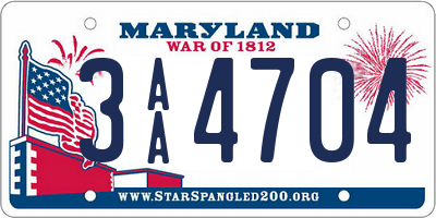 MD license plate 3AA4704