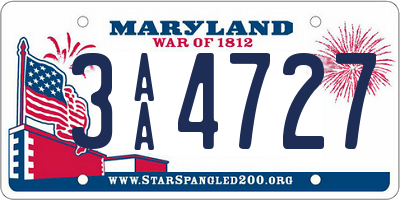MD license plate 3AA4727