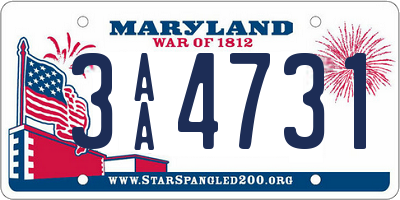 MD license plate 3AA4731