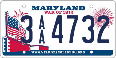 MD license plate 3AA4732