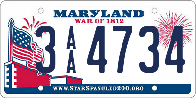 MD license plate 3AA4734