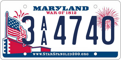 MD license plate 3AA4740