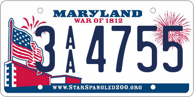 MD license plate 3AA4755