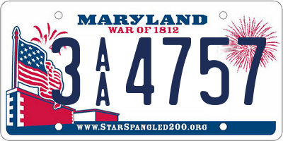 MD license plate 3AA4757