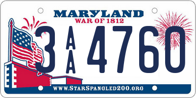 MD license plate 3AA4760