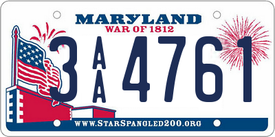 MD license plate 3AA4761